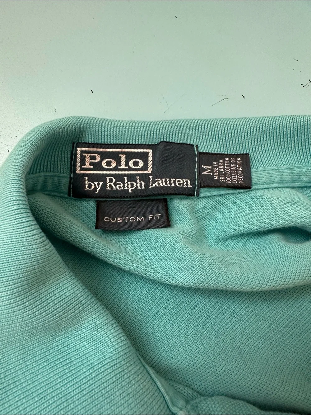 Polo Ralph Lauren Custom Fit Mesh Polo Shirt Turquoise Blue Orange Pony Sz M